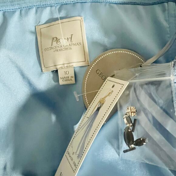 Pearl Georgina Chapman Blue Spagetti Beaded Lace Detail Maxi Dress Size 10 NWT - Picture 5 of 7